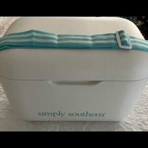 Simply Southern White and Teal Striped Cooler